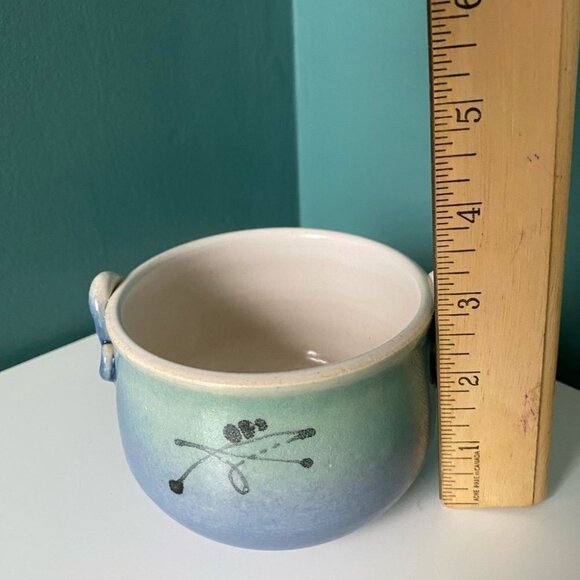 HANDMADE Wheel Thrown Small Pottery Bowl with Handles, Great Condition - Picture 7 of 8